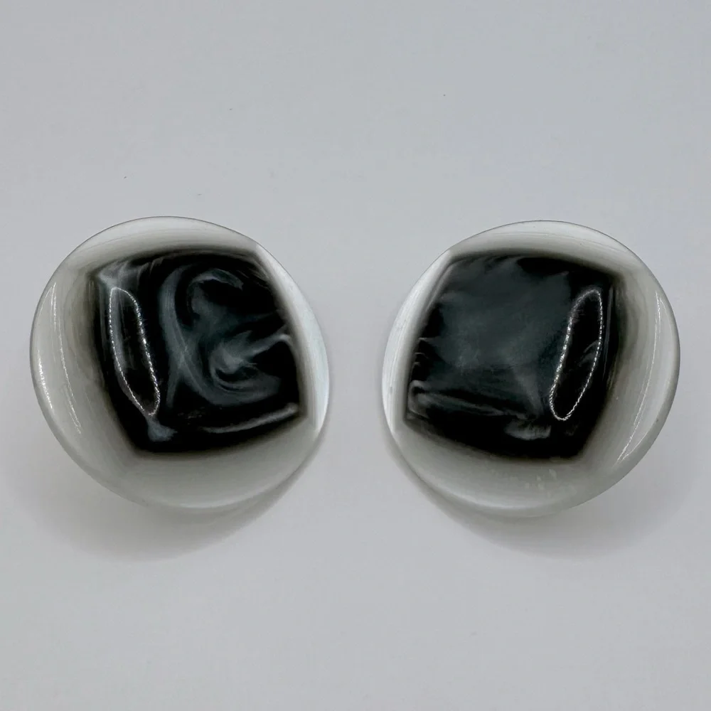 VINTAGE Large Pearl Acrylic Button Earrings